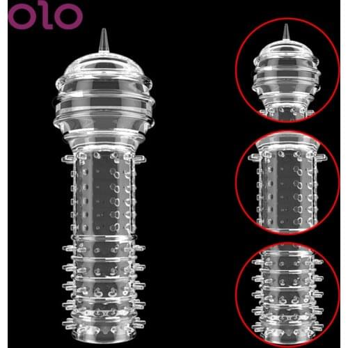 OLO Penis Extender Penis Sleeve G-spot Stimulation Silicone Cock Rings Reusable Condom Particle Sex Toys for Men