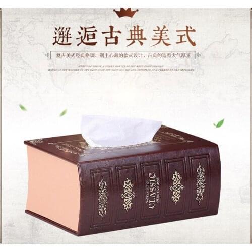 Fashion PU leather wooden tissue box container tissue box paper napkin holder for table decoration PZJH025