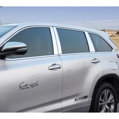 Stainless steel car window chrome trims for toyota highlander 2013 2014 2015 2016 2017 2018 2019 3rd generation