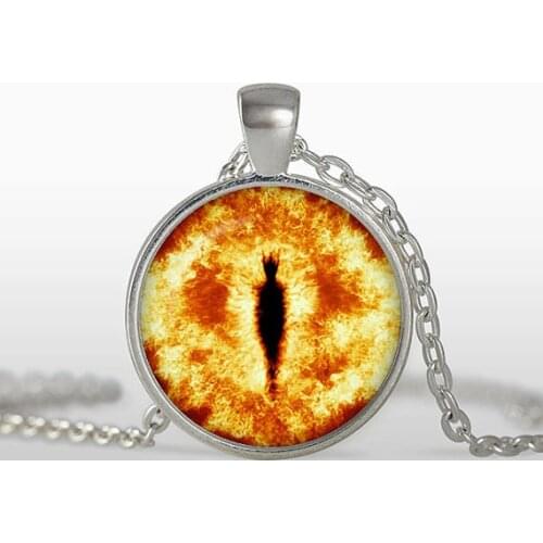 New Trendy Sauron Evil Eye Necklace Photo Jewelry Round Picture Pendant Novel Link Chain Glass Cabochon Necklaces Gifts Men HZ1