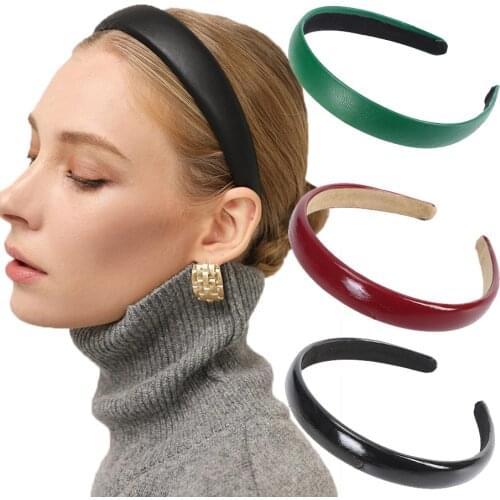 Haimeikang Matte Leather Headband Hair Accessories For girls Solid Color Bezel Hair Hoop Fashion New Hair Bands Headwear