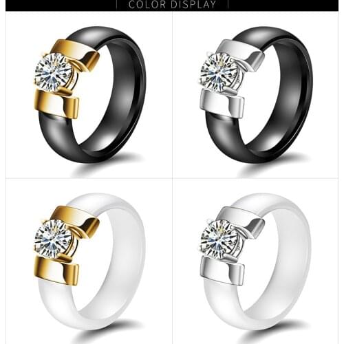 Wholesale Beautiful Cute Simple Jewelry blue Fire Ceramic ring Champagne Crystal from Swarovskis For Women gifts