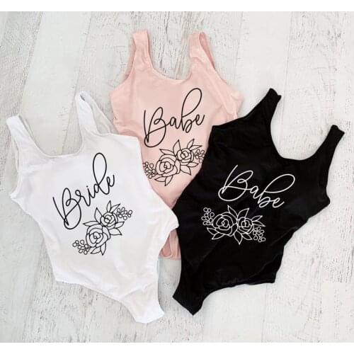 Bridesmaid Ladies One Piece set swimwear Womens Fashion Orange Bachelorette Party Brides Babes Bodysuit Swim suits drop ship