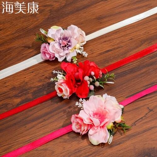 Haimeikang 9 Colors Newborn Headwear Kids Flower Headband Tie Hair Bands Girl Felt Flower Scarf Hair Accessories For Children
