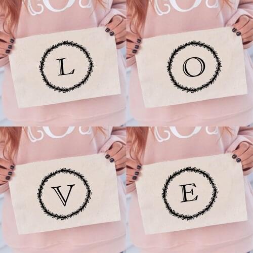 Love Letters Makeup Cases Fashion Women Cosmetic Bags Harajuku Lipstick Bag Funny Print Toiletry Pouch Eco Canvas Zipper Cases