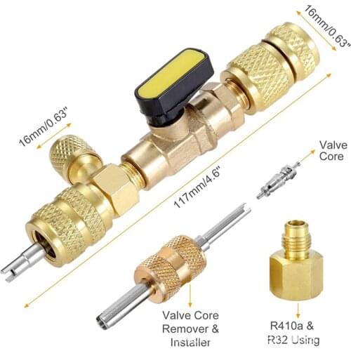 Dual Size Valve Core Remover/Installer Change 1/4+5/16"Port HVAC/R Tool
