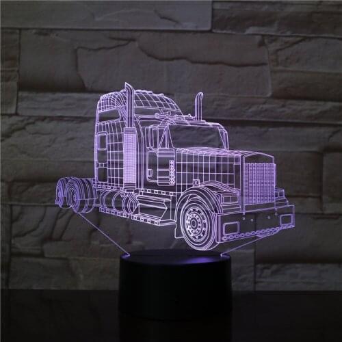 3D Lamp The Truck Head Battery Powered Color Changing with Remote Best Decoration for Room Awesome Gift Led Night Light Lamp
