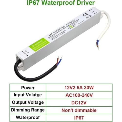 LED lamps Driver 30W Adapter lighting Transformer AC100-240V Output DC12V IP67 Outdoor waterproof Garden light power 2.5A
