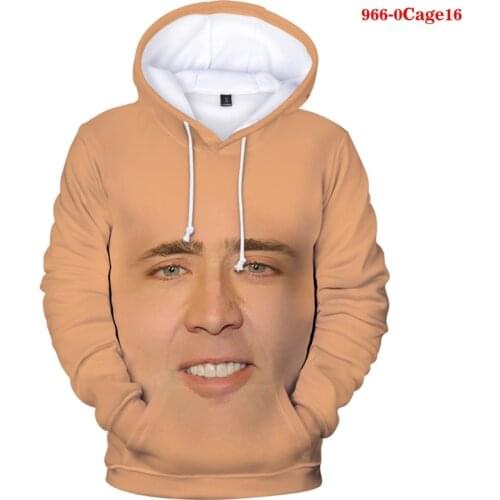 2021 New Fashion Nicolas Cage Sweatshirt Men/Women Hoodies The Giant Blown Up Face of Nicolas Cage Funny Print 3d Sweatshirts