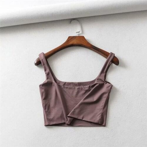 Hot Sale 2021 Summer Women Sexy Sleeveless Tops Fashion Short Square Collar Tank Tops 4 Colors