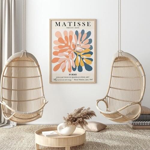 Henri Matisse Cut-Outs Vintage Poster Remake Art ,Canvas Printing, Botanical Plants Leaves Boho Wall Picture , Modern Decor