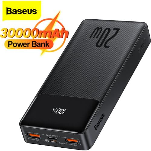 Baseus 30000mAh Power Bank 20W Portable Charging External Battery Charger Pack 30000 mAh Powerbank For iPhone Xiaomi PoverBank