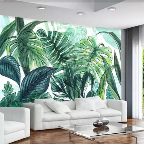 Wellyu Custom large-scale 3d mural Nordic simple tropical hand-painted banana leaf living room bedroom wallpaper mural