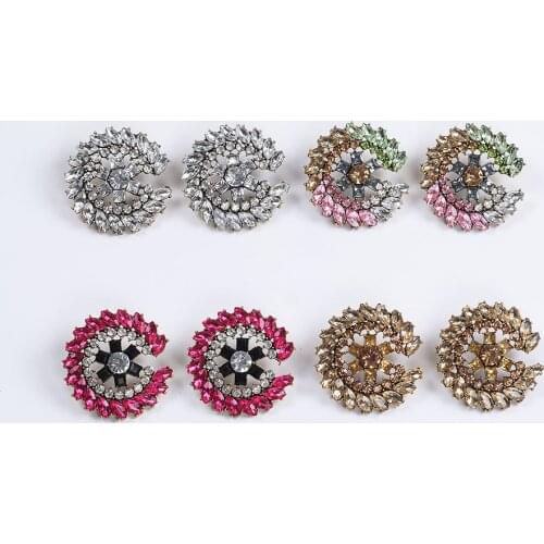 2019 New Za Earrings Jewelry Femme Austrian Crystal Geometric Circle Drop Earrings Indian Wedding Bridal Rhinestone Earrings