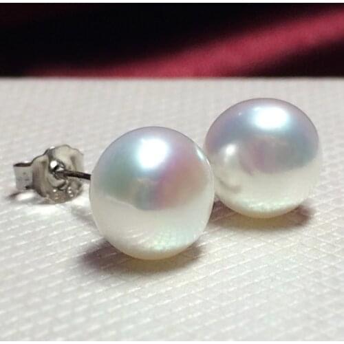 Genuine high quality 6-8mm 100% real Natural real Pearl earrings for women white pink gray black 5color Optional