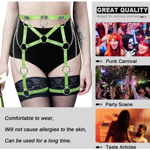 Women Harajuku Bdsm Body Bondage Cage Chain Exotic Accessories Leather Leg Harness Thigh Ring Garter Belt For Couple Flirting