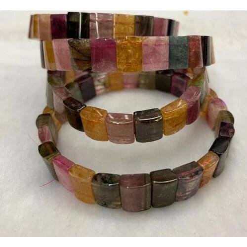 Natural tourmaline stone beads bracelet natural gem stone bangle energy stone bracelet for woman for gift wholesale