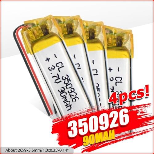 1/2/4 Pieces 350926 MP3 MP4 MP5 GPS 90mah Battery Li-polymer Lithium Rechargeable Battery Effectively Stable Power Supply