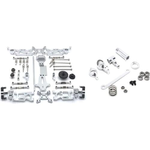 1 Set Steering Clutch Assembly Steering Servo Saver Complete & 1 Set Complete Upgrade Parts Kit for WLtoys 144001 1/14