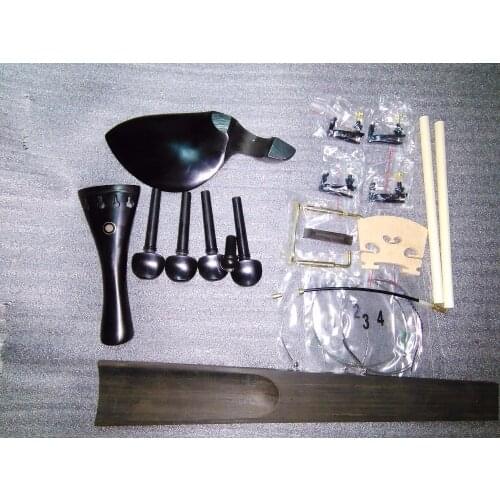 1 set Quality Ebony Violin parts 4/4 with fingerboard string sound post fine tuner tail guts etc all in 4/4