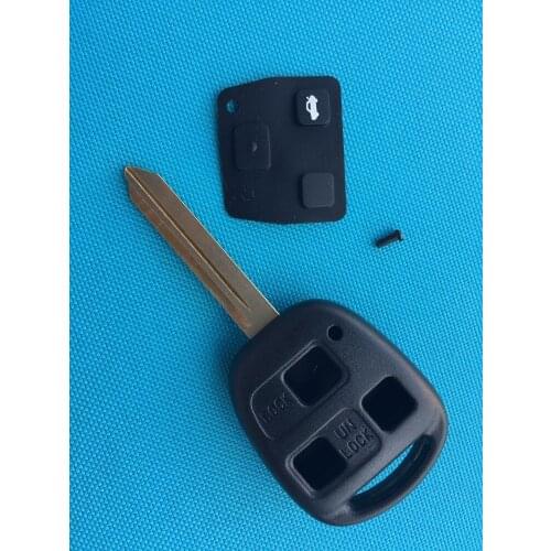 1Pcs/Lot Of New Replacement Key Blank Cover Case For Toyota 3 Button Remote Shell Uncut Toy47 Blade Rubber Pad No Logo Auto Part