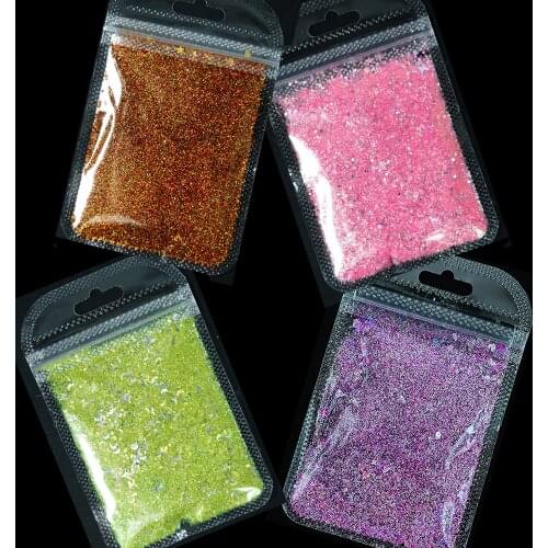 1 Bag Holographic Nail Glitter Sequins Laser Star Sparkly Flakes Paillette Moon Shape 12 Colors Girls DIY Nails Accessories MD