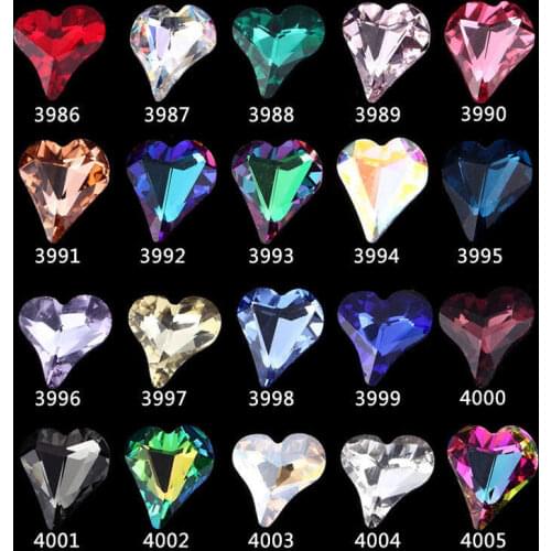 10 pcs nail art heart diamond jewelry 8X9mm pointed bottom shaped big diamond Peach Heart Shap Diamond Nail Decoration Jewelry