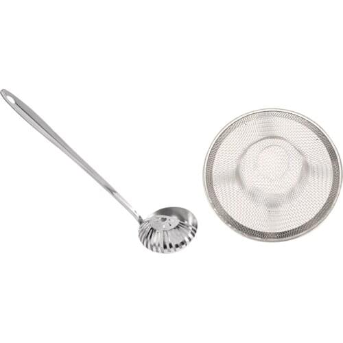 2 Pcs Kitchen Accessories: 1 Pcs Metal Mesh Sink Strainer & 1 Pcs Ladle Colander with Filter Strainer