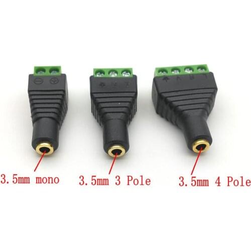 2pcs 3.5mm mono/3pole/4pole socket Screw Terminal Binding Post for Audio Headphones connector