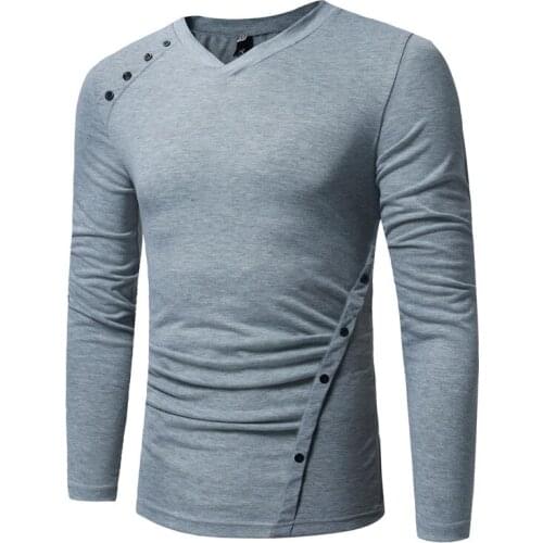 2021 Spring& Autumn New Korean Plus Size Loose Casual All-match Simple Solid Color V-neck Men Long-sleeved T-shirt Free Shipping