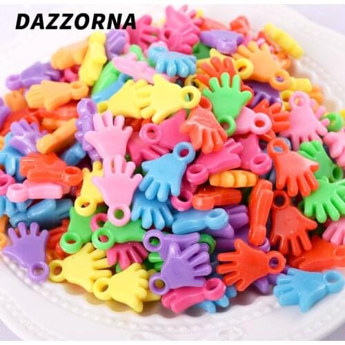30Pcs/Lot Mixed Colors Acrylic Pendant Palm Shaped Small Pendant for Diy Jewelry Making Handicraft Accessories