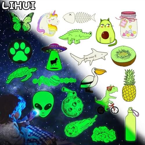 5/10/20 pcs Glow in the Dark Stickers Packs for Laptop Bike Car Fridge Guitar Waterproof Luminous Sticker for Kids Party Favors