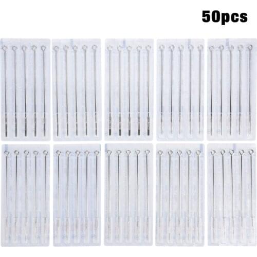 50pcs Assorted Disposable Stainless Steel Sterilized Tattoo Needles Mixed RL/RS/M1 Tattoo Needles for Microblading Pen Stainless