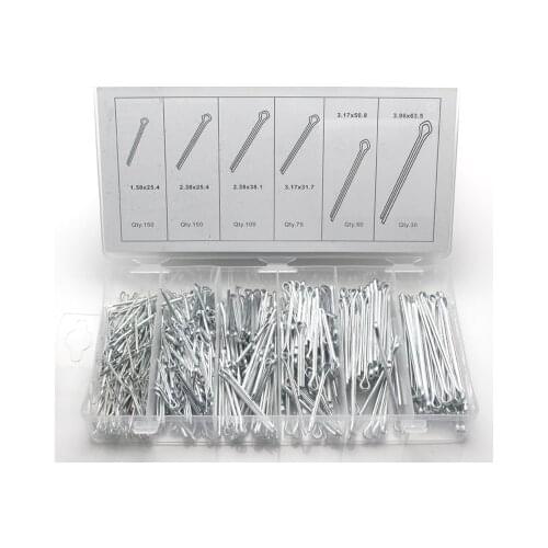 555Pcs Heavy Duty Zinc Plated Cotter Pin Assortment Kit 6 Kinds Split-Cotter Fastening Pins Set With Box