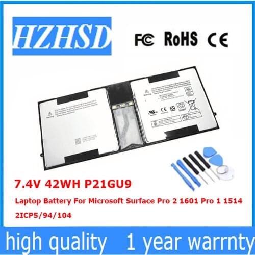 7.4V 42WH P21GU9 Original Laptop Battery For Microsoft Surface Pro 2 1601 Pro 1 1514 2ICP5/94/104