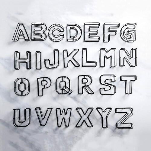 1PC Modern Style A-ZWrought Iron Alphabet Desktop Decoration Metal Hollow Letter Photography Props Ornament Cafe Home Decor Tool