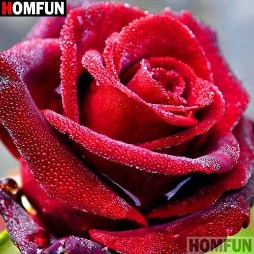 HOMFUN Full Square/Round Drill 5D DIY Diamond Painting "Rose flower scenery"3D Diamond Embroidery Cross Stitch Home Decor A19760