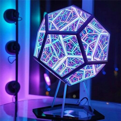 Infinite Dodecahedron Color Art Light USB Exquisite Cool Infinite Dodecahedral Color Art Lamp Interior Backdrop Light Decoration
