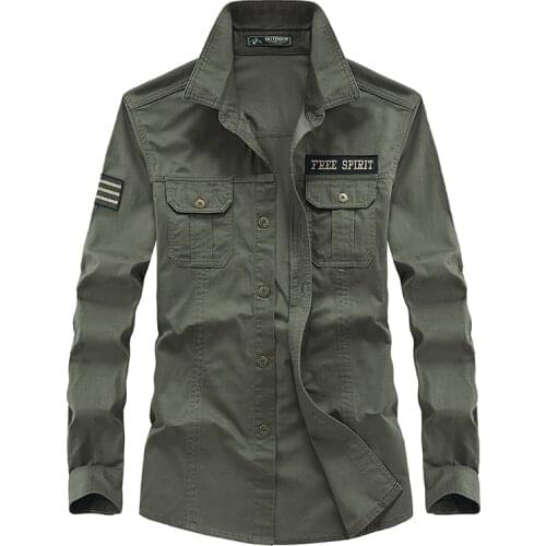 Brand Mens Shirts Long Sleeve High Qualiy Embroidery Military Shirts for Men US Army Shirt Plus Size 4XL 5XL 6XL Spring Autumn