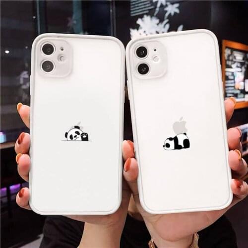 Phone Case For iPhone 12 11 Mini Pro XR XS Max 7 8 Plus X Off Panda Cat Dinosaur Matte transparent White Cover