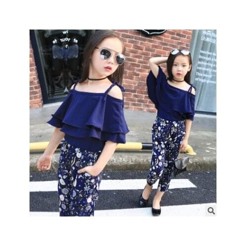 Kids Girls summer 2020 new Sleeveless suit shorts big virgin piece childrens sports suit Sleeveless T-shirt + shorts 2-13 years