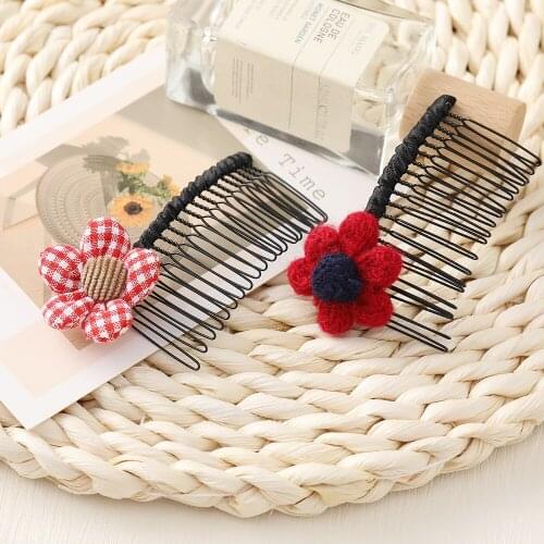 2021 Summer Children Cute Colors Knitting Cartoon Flower Hair Combs Hairpins Girls Lovely Hairpins Kids Sweet Hair Accessories
