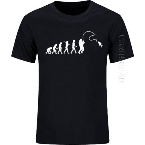 Evolution Fishinger Tee Shirt Men Summer Fish Joke Fisherman Carp T-Shirts Crew Neck Cotton Oversized Funny Gift TShirt