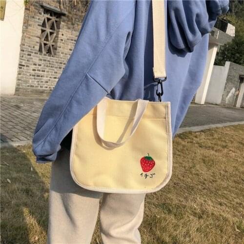 Fruits Canvas Handbags Women New Fashion Female Cartoon Printing Hasp Cute Crossbody Bags Messenger Bags Shoulder Bags