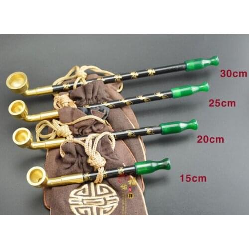 Copper Brass crafts The traditional old tobacco pouch hand-dry pipe Natural agate stone pot manate cigarette holder is small