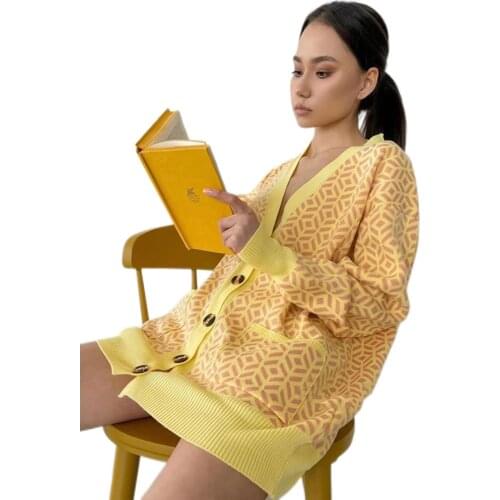 COKAGO Double Pocket Oversized Women Cardigan Sweater Spring Autumn Long Sleeve Knitted Cardigan Outwear Women Jumper Top