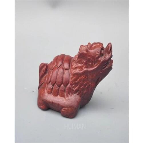 China Wood Carving Dragon Turtle Small Statue