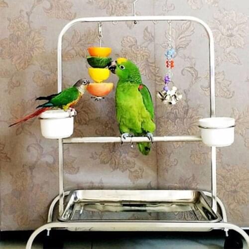 1pc Bird Parrot Food Feeder Stick Fruit Skewer Stainless Steel Hanging Vegetable Holder Birds Training Toys Pet Cage Accessories