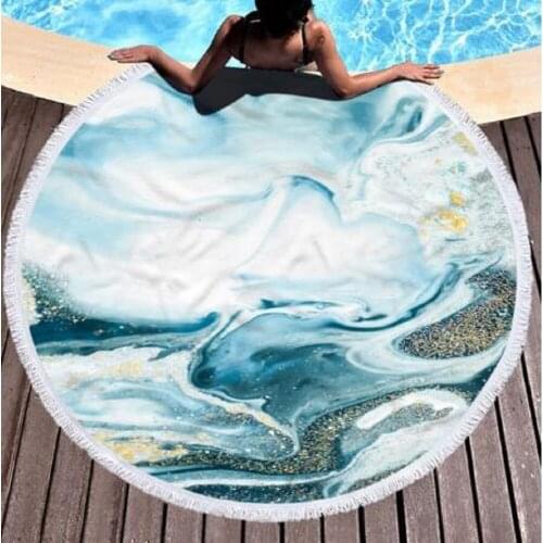 Round Beach Towel For Adult Colorful Quicksand Pattern Microfiber Shower Bath Towel Travel Blanket Swimming Cover