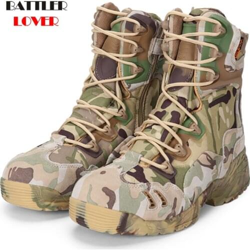 Mens Military boots Combat Mens Chukka Ankle Boot Tactical Big Size Army Boot Male Shoes Safety Motocycle Boots Camouflage Work